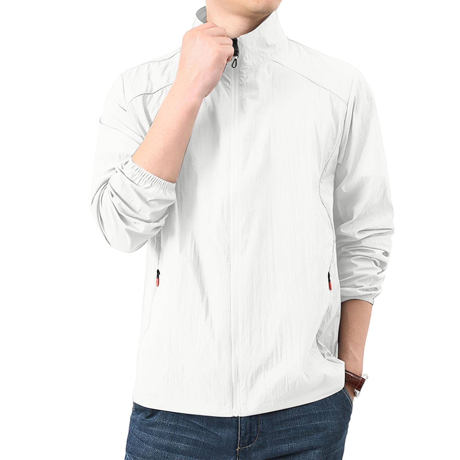 

Men s Summer Light And Color Outdoor Loose Large-sized Sun-protective Clothing, Windbreaker Jacket XL білий