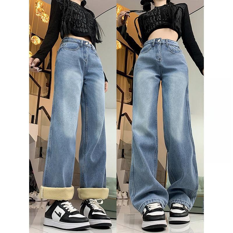 

Women s Plus Size Fleece Lined 2024 Winter Jeans: Loose, Slimming, Straight & Wide Leg Pants L