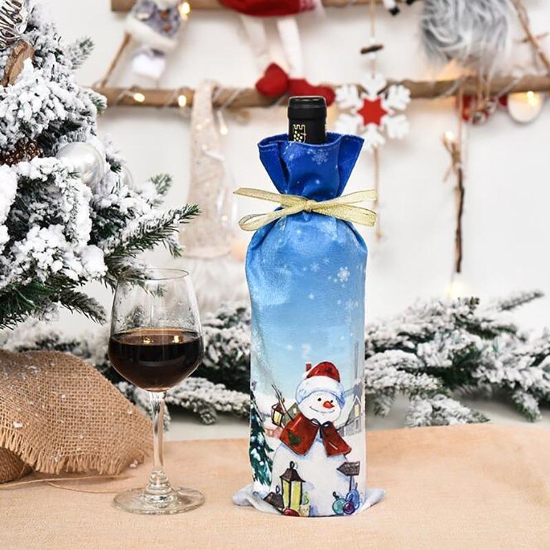 New Year Christmas Wine Bottle Dust Cover Bag Santa Claus Noel Dinner Table Decor Christmas Decorations for Home