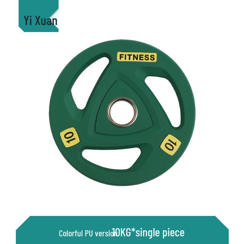 Colored PU Barbell Plates with Rubber Coating and Hand Grips for Weightlifting and Competition