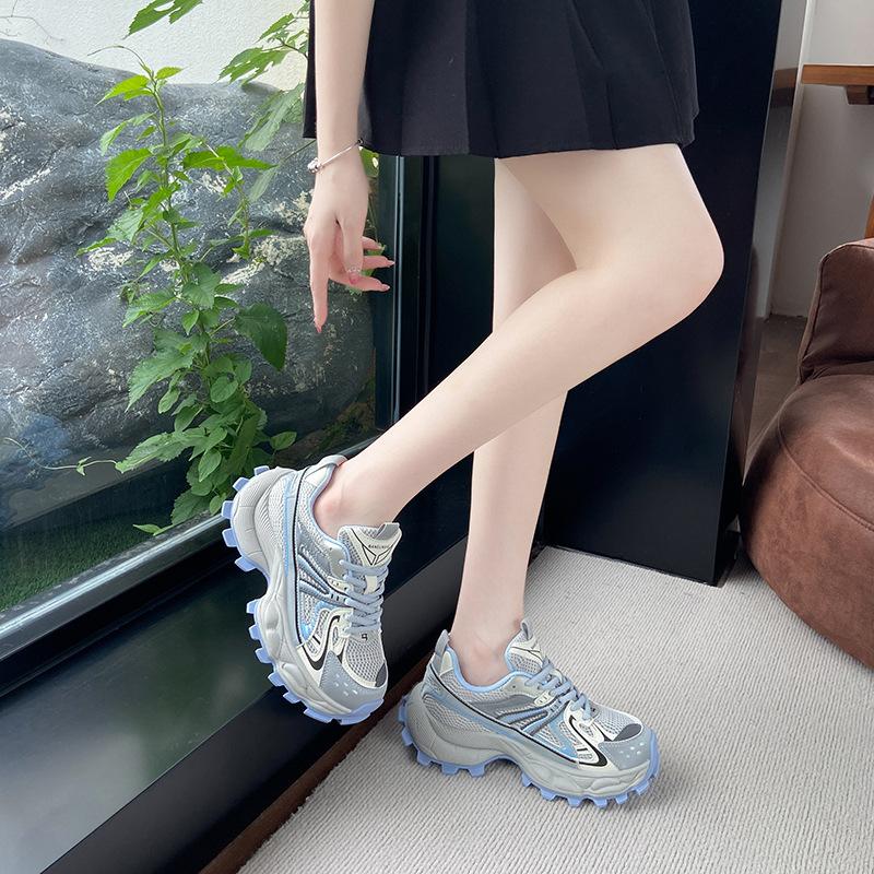 2025 summer new thick-soled heightening women's versatile casual shoes fashionable breathable dad shoes single shoes trendy shoes ugly cute shoes