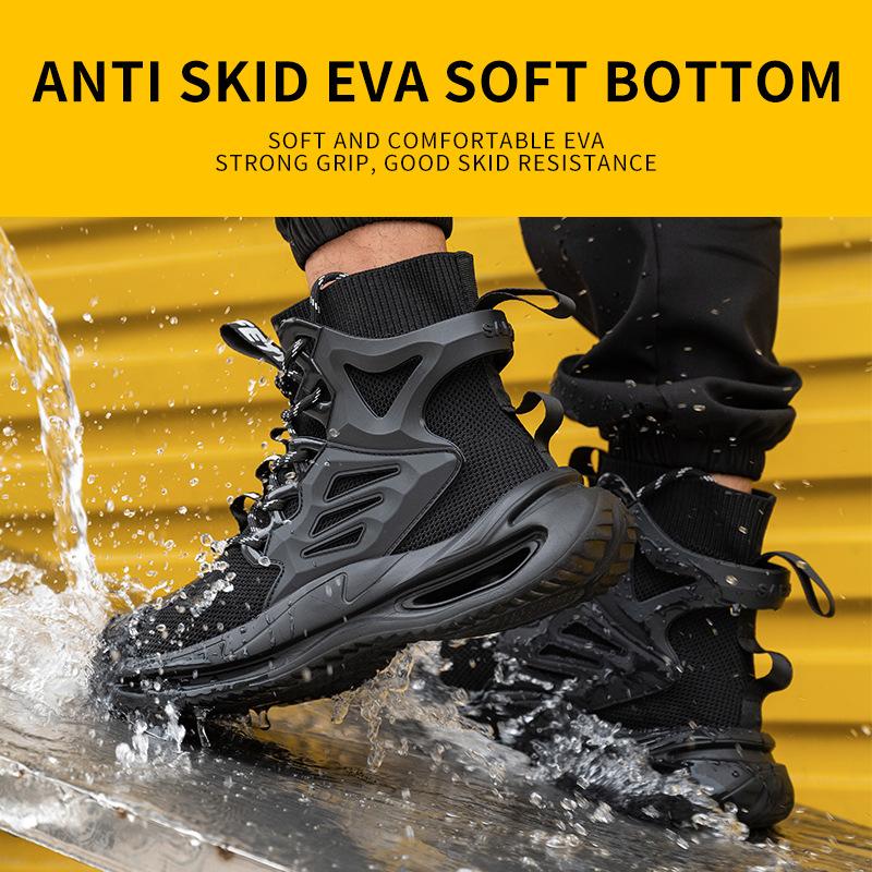 Men's Safety Shoes Steel Toe Soft Soled Safety Breatheable Men's Boots Puncture Resistant Wear-resistant Lightweight Work Shoes
