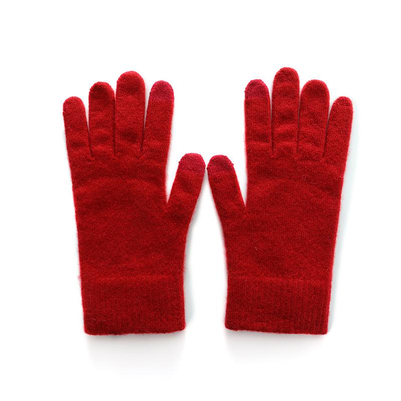 Touch Screen Gloves Cashmere Autumn and Winter New Style Unisex Flat Warm Cycling Windproof Knitted Five Finger