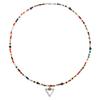 Tribal Pattern Handmade Long Pendant Necklace With Volcano Stone And Glass Beads For Daily Wear