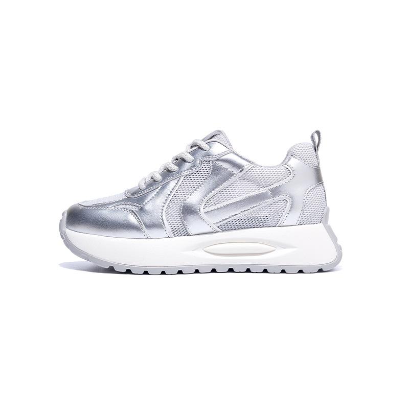 

Summer mesh breathable Forrest Gump shoes women s 2025 new versatile platform dad shoes thin casual running sneakers 34 серебряный