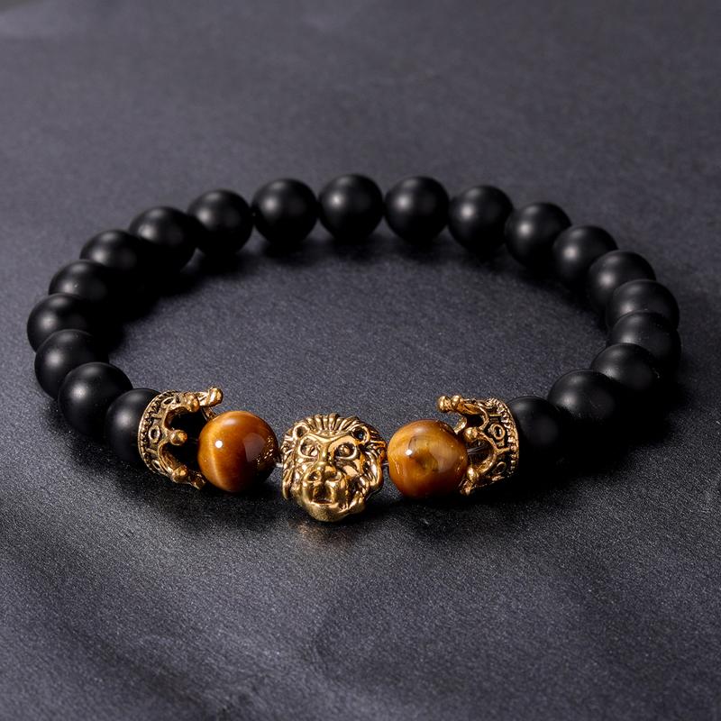 Malachite Tigers eye bracelet women men couple handmade lion leopard beads bangles cool gift for husband brother pulseras mujer