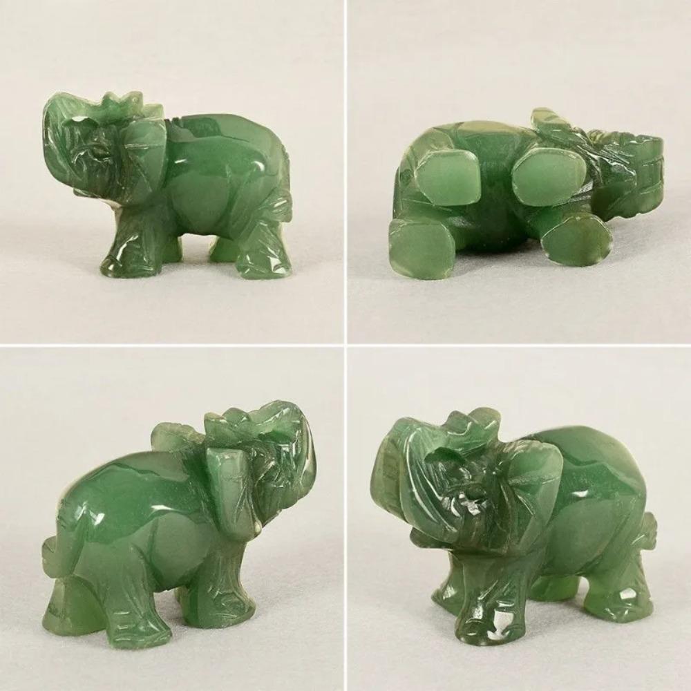 Lucky Elephant Jade Stone Fortune Feng Shui Statue Figurine Office Ornament Chakra Healing Stones Statue Decor Best Gifts