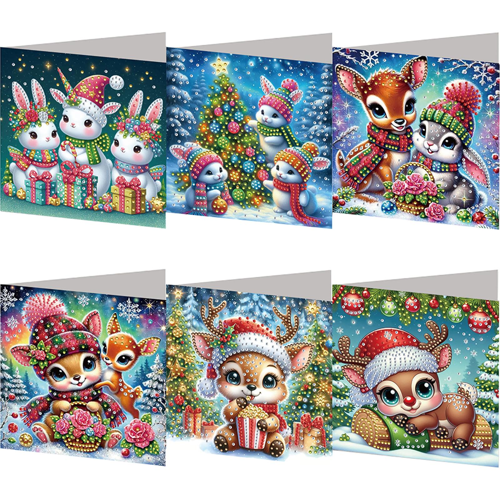 Набор из 6 штук DIY Алмазная живопись поздравительных открыток Рождественский узор Стразы Алмазная мозаика Открытки Поздравительные открытки и подарки