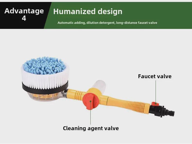 Přenosný teleskopický chenilový mop na mytí auta se samootáčejícím kartáčem