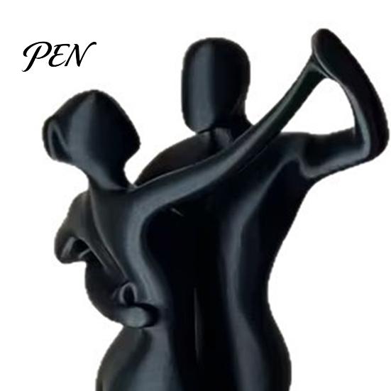 Streamlined Body Shape Sculpture 3D Printing Art Ornament, Matte Black Dancing Couple Model, Abstract Tango Scratch-resistant Figurine Dance