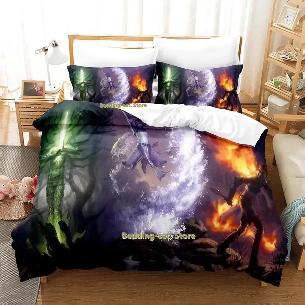New Game Wizard Bedding Set Cartoon Anime Three-Piece Set Adult Kid Bedroom Duvetcover Sets 3D Kawaii Wizard Camas