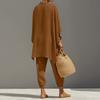 Ladies' Color Casual Lazy Loose Shirt Set