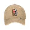 Domo Skeleton Baseball Cap Casual Distressed Denim  Snapback Cap Unisex Style Outdoor Summer  Unstructured Soft Caps Hat