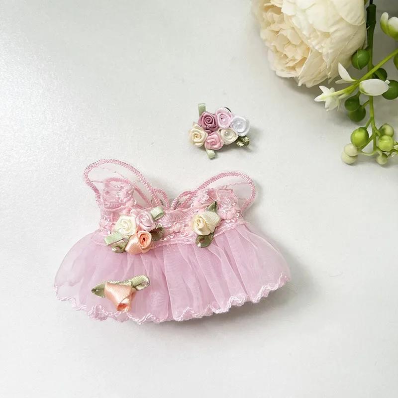 For Labubu Idol Doll'S Clothes Cute Mini Plush Dolls Flower Fairy Wedding Dress Outfit Accessories Clothing DIY Collectible Gift