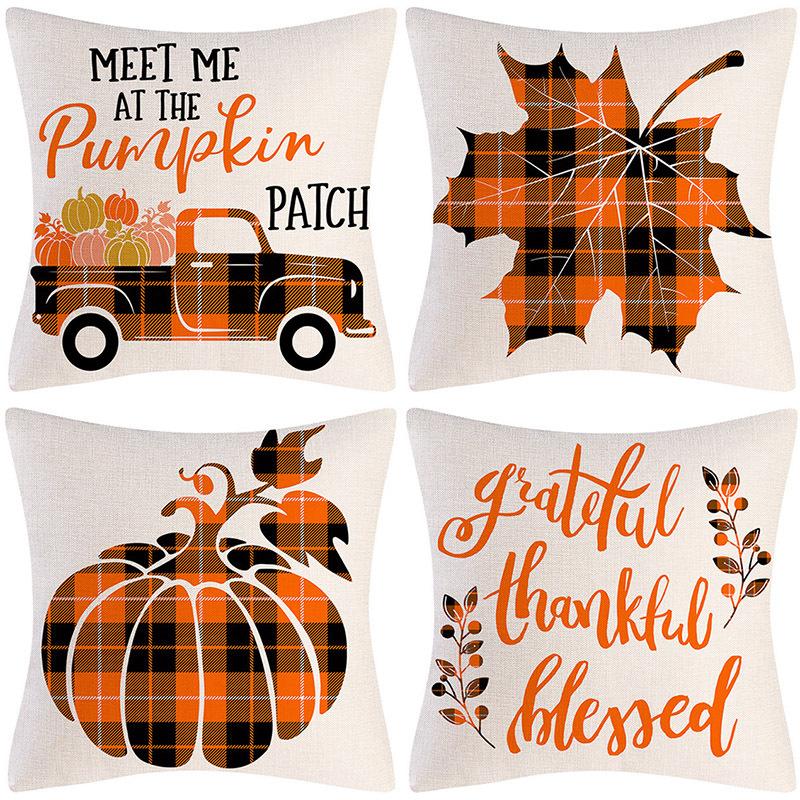 New Autumn Thanksgiving Pillowcase Home Decor Pumpkin Maple Leaf Truck Pillow Sofa Cushion Cover