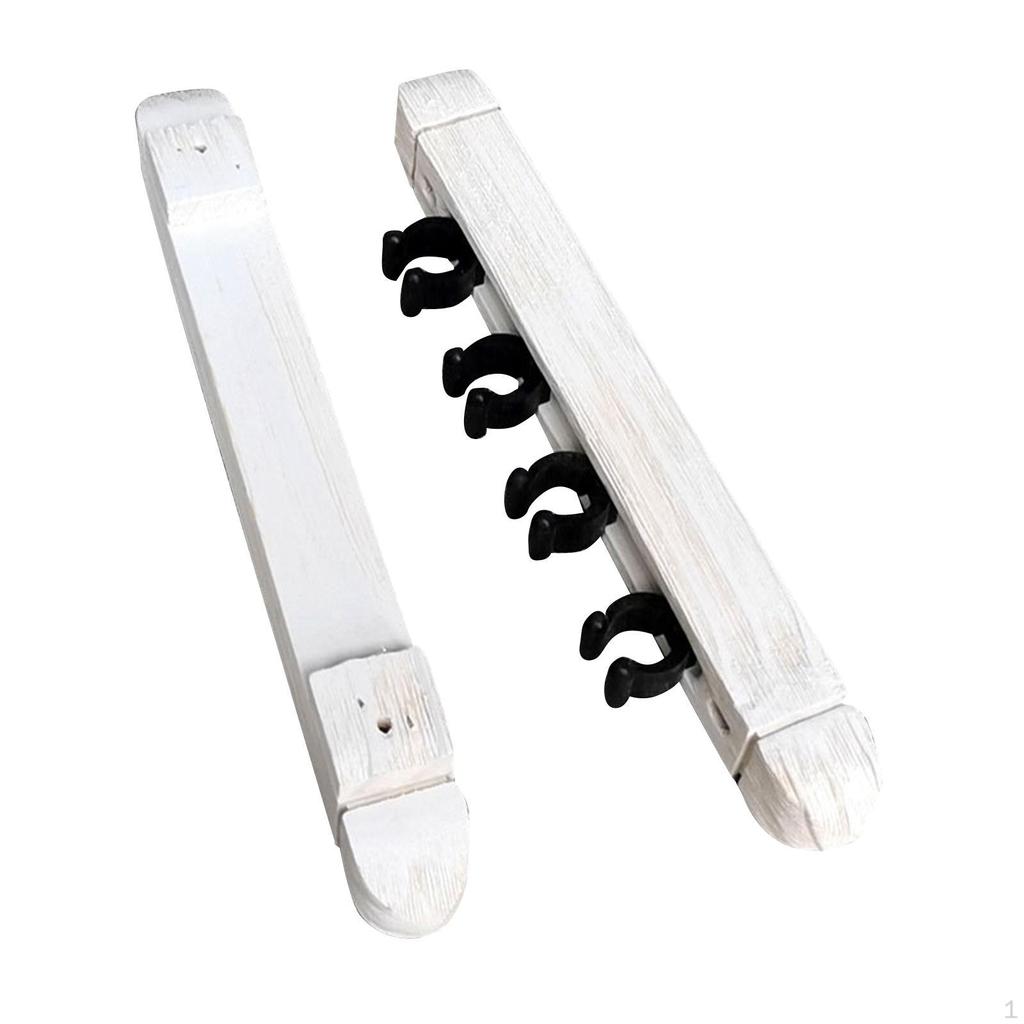 2 Pcs 4 Racks Wall Mounted Table Poles Clip Accessories Wooden Clips Pole Organizer Storage