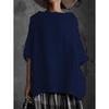 European & American 2026 Summer Arrival: Solid Color Woven Round Neck Cotton Linen Loose Women's T-shirt.