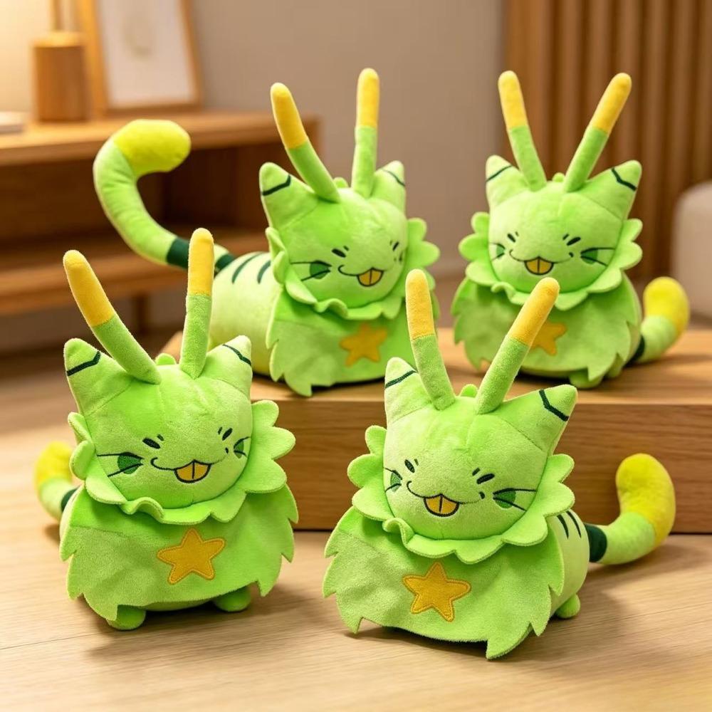 Creative New Green Alien Cat Plush Toy/cartoon Soft Green Star Cloak Cat Doll/companion Cat Doll
