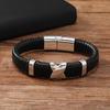 Pánský ručně pletený kožený punkový náramek s kovovými doplňky