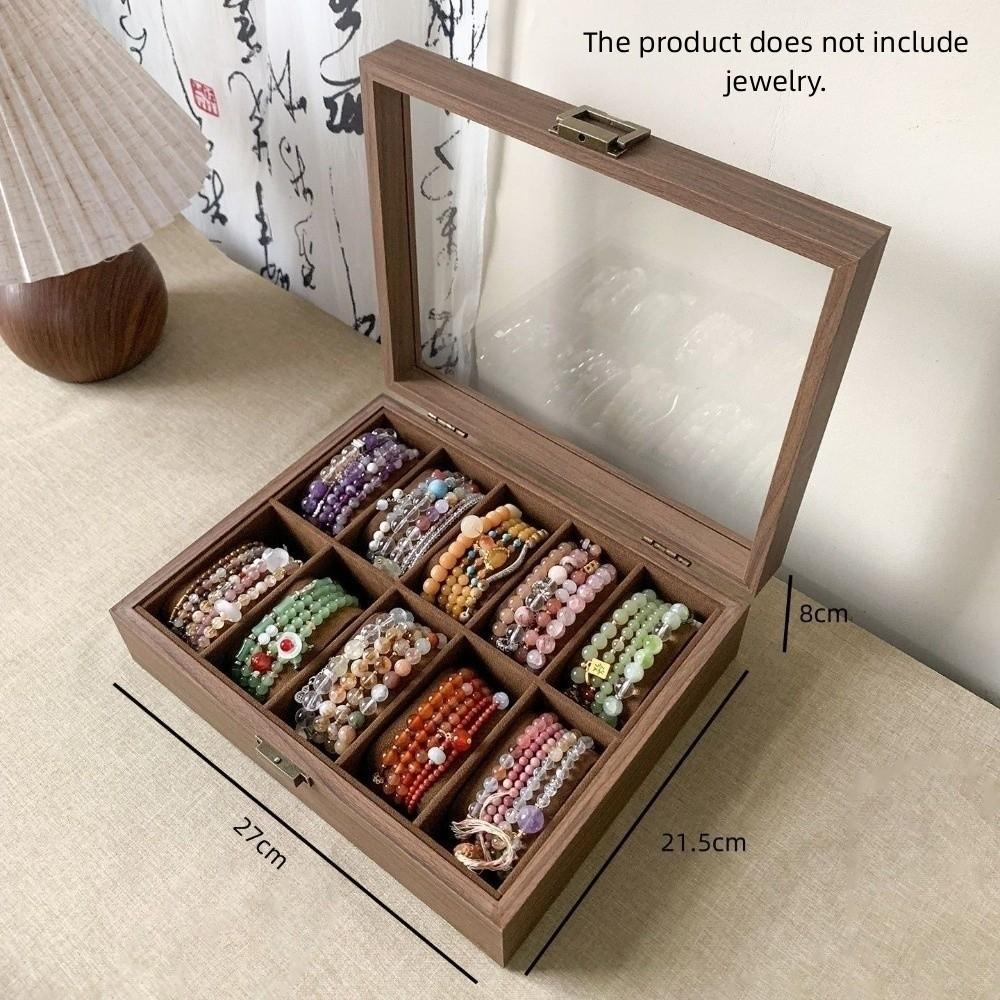 Wooden Bead Bracelet Storage Box Large Capacity Bracelet Display Case Ring Watch