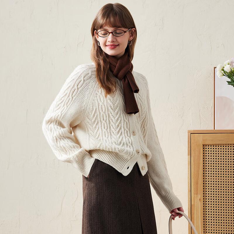 Women's Round Neck Thickened Wool Cardigan