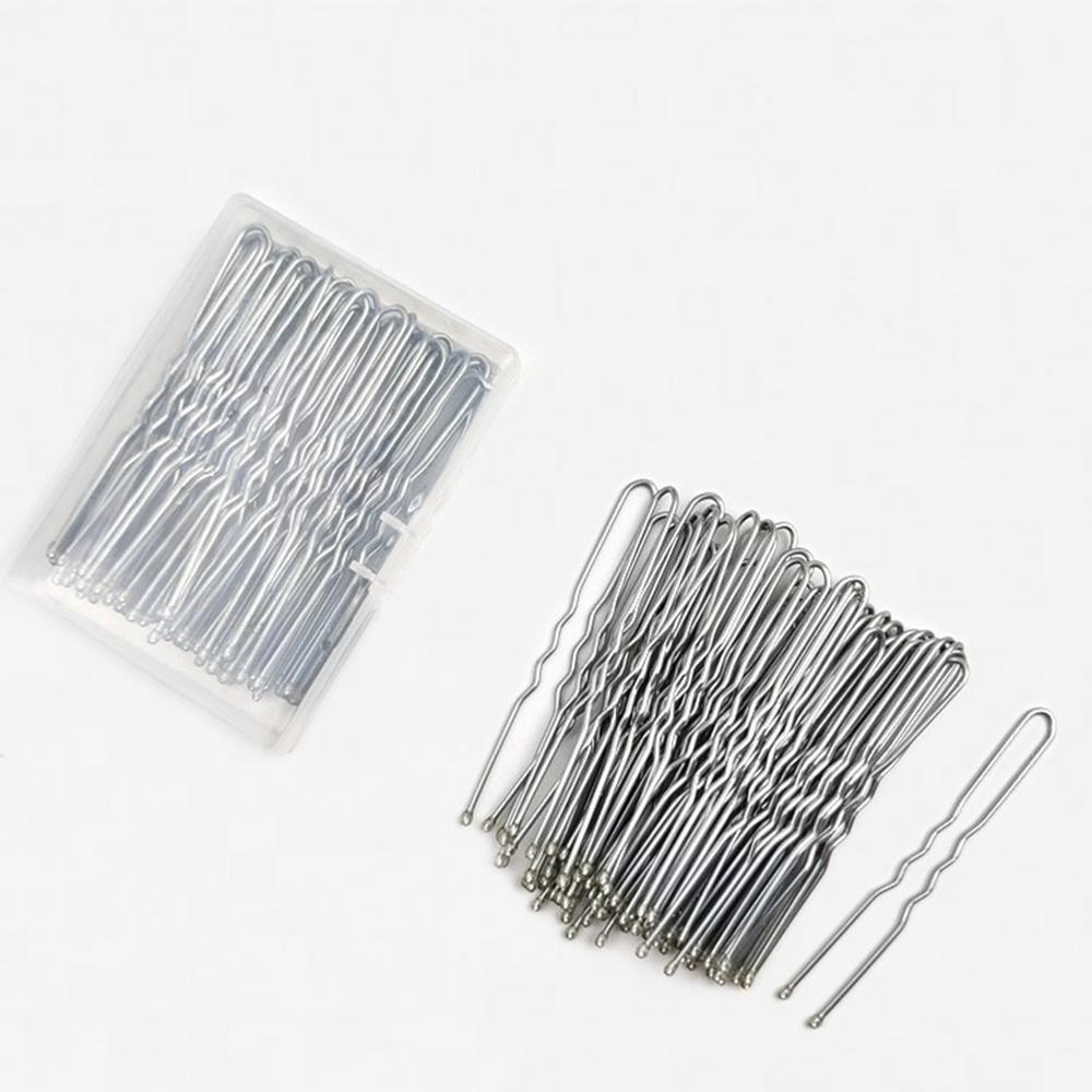 100 Stück Damen 5/6 cm Haar gewellt U-förmige Haarnadel Spange Salon Griffclip Braut Haarnadeln Schwarzes Metall Haarschmuck für Dutt