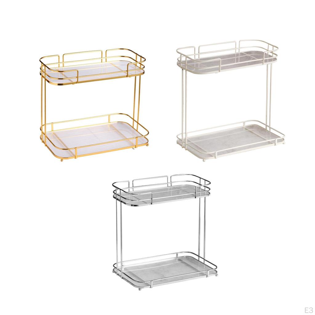 2 Tier Countertop Counter Tray Storage Plates Specialty Multipurpose Makeup Organizer