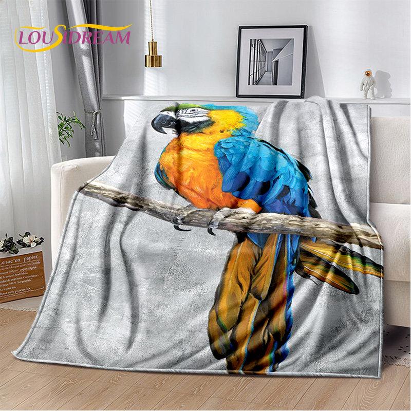 Colorful Parrot Macaws Birds Soft Plush Blanket,Flannel Blanket Throw Blanket for Living Room Bedroom Bed Sofa Picnic Cover Kids