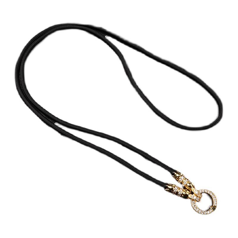 Chaîne de Pendentif Bouddhiste Thaïlandais Réglable Corde de Collier Simple Avec Boucle Cercle de Lotus en Zirconium Micro-Diamant