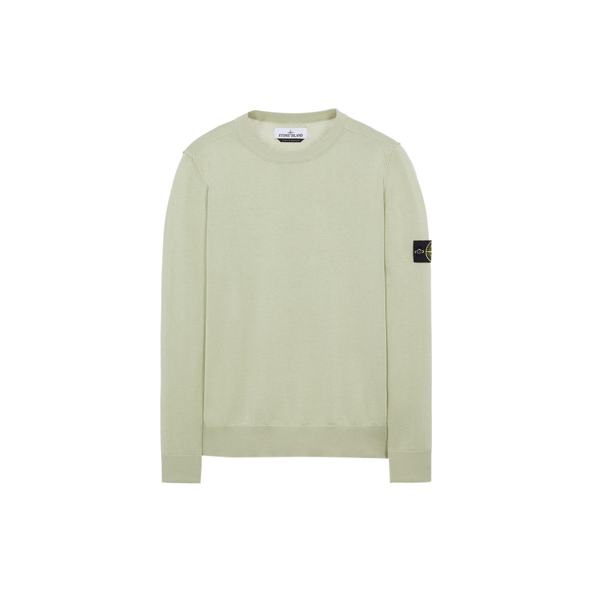

Stone Island Logo Patch Crewneck Light Green Men Tops 7615540B2-V0052 L