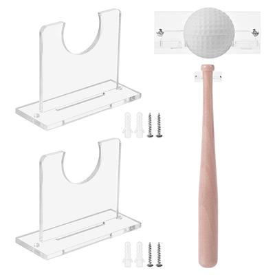 2sets Transparent Acrylic Wall-Mounted Baseball Bat Display Holder Clear 10x4x7.5cm