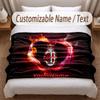 AC Milan Printed Flannel Blanket Custom Name Text Soft Warm Throw For Bedroom Holiday Gift