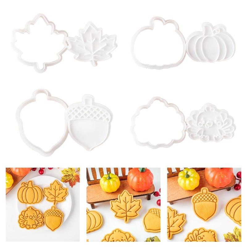 Festival Thanksgiving Themed Plastic Cookie Molds Set Includes Turkey Maples Leaf Chestnut Pumpkin Shape For Handmade Cookie