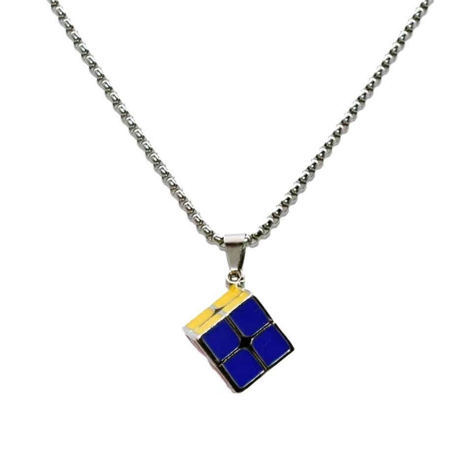 Street Trend Personalized Accessories, Colorful Rubik'S Cube Necklace Men'S And Women'S Accessories, Personalized Hip-Hop Fun Sweater Chain
