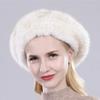 New Winter Lady Natural Mink Fur Beanies Hat Knit Warm Striped Genuine Mink Fur Caps Women Good Elastic Real Mink Fur Hat
