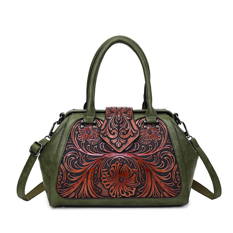 High Quality Vintage 3D Embossed PU Leather Women Shoulder Crossbody Bags Large Capacity Female Handbags Luxury Women's Tote Bag
