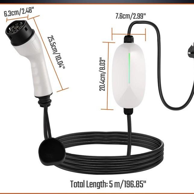 European Standard Type 2 Portable EV Charger, 3.5KW/7KW for New Energy Vehicles