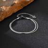 Hip Hop Double Layer Stainless Steel Bracelet, Silver Color Layered Snake Chain Bracelet for Men, Fashion Waterproof Jewelry