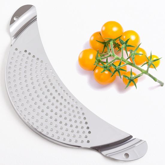 Practical Stainless Steel Strainer Half-moon Design Easy To Use Space-Saving Convenient Handle Drainer