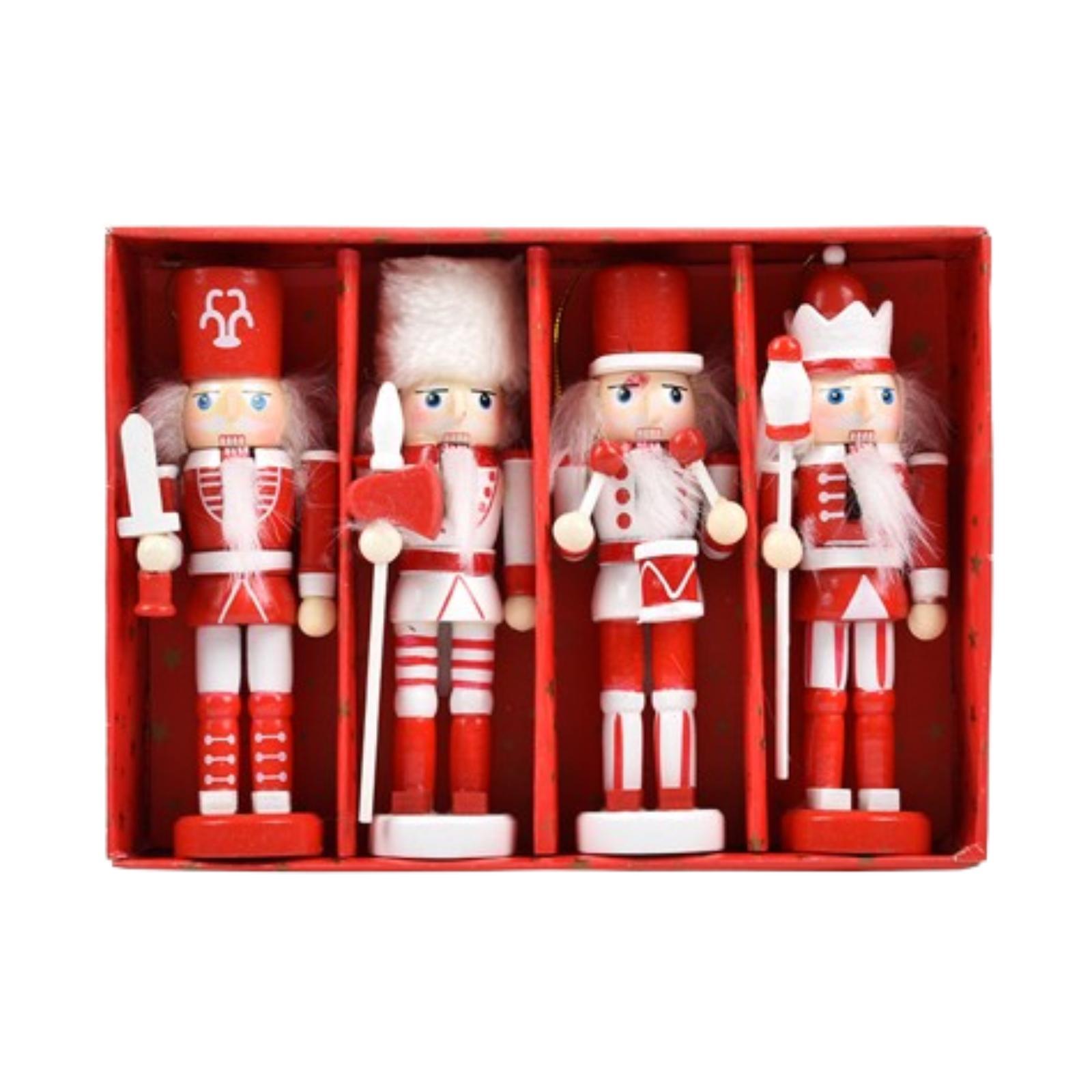 4x Nutcracker Puppet Statues Home Furnishing Housewarming Gift Artificial Ornaments for Bookshelf Office Indoor Study Tabletop