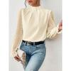 Fall Winter Women's Half Turtleneck Patchwork Wavy Chiffon Long Sleeve Top, European American Style Crossborder Women's Clothing