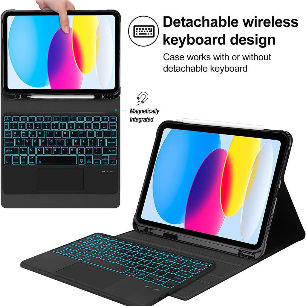 Case for iPad A16/A19 11 Inch /, Wireless Bluetooth Keyboard Case for iPad 10th 10.9 Inch , for iPad Smart Stand Cov