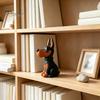 Solid Wood Dog Figurine Doberman Wooden Ornament, Hand Carved Creative Sculpture, Cute Handcrafted Statue for Home Shelf And Entryway Craft