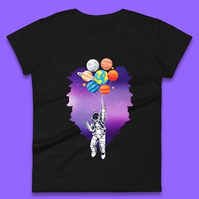 Astronaut Space Planets Balloons Womens T-Shirt Mens Tops Tees Unisex