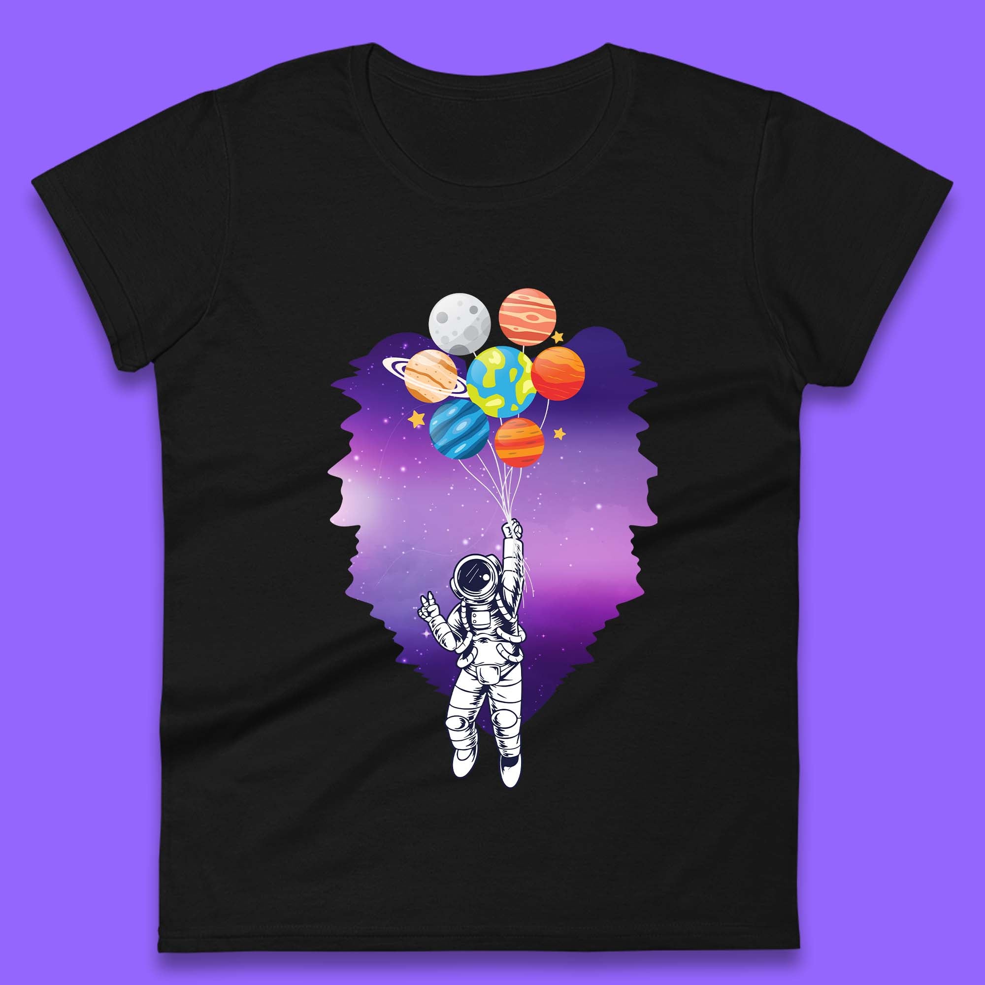 Astronaut Space Planets Balloons Womens T-Shirt Mens Tops Tees Unisex S