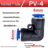 Pneumatic Air Tube Connector: PU8 Straight, PV10 Right-Angle Elbow, Quick-Insert, Butt Joint, Blue Plastic, PG6-4 Reducer.