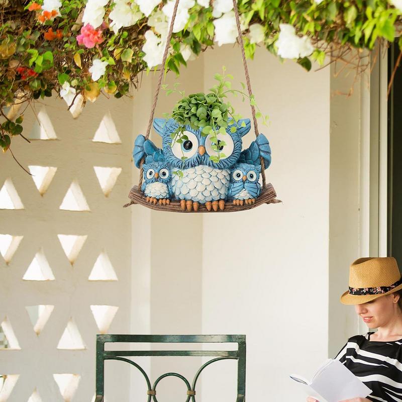 Pot de fleur Hibou Décoratif Animal Pot de fleurs Mignon Drainage Imperméable Résine Vase Créatif Pour Maison Lieu de travail Jardin Étagère de bureau Table