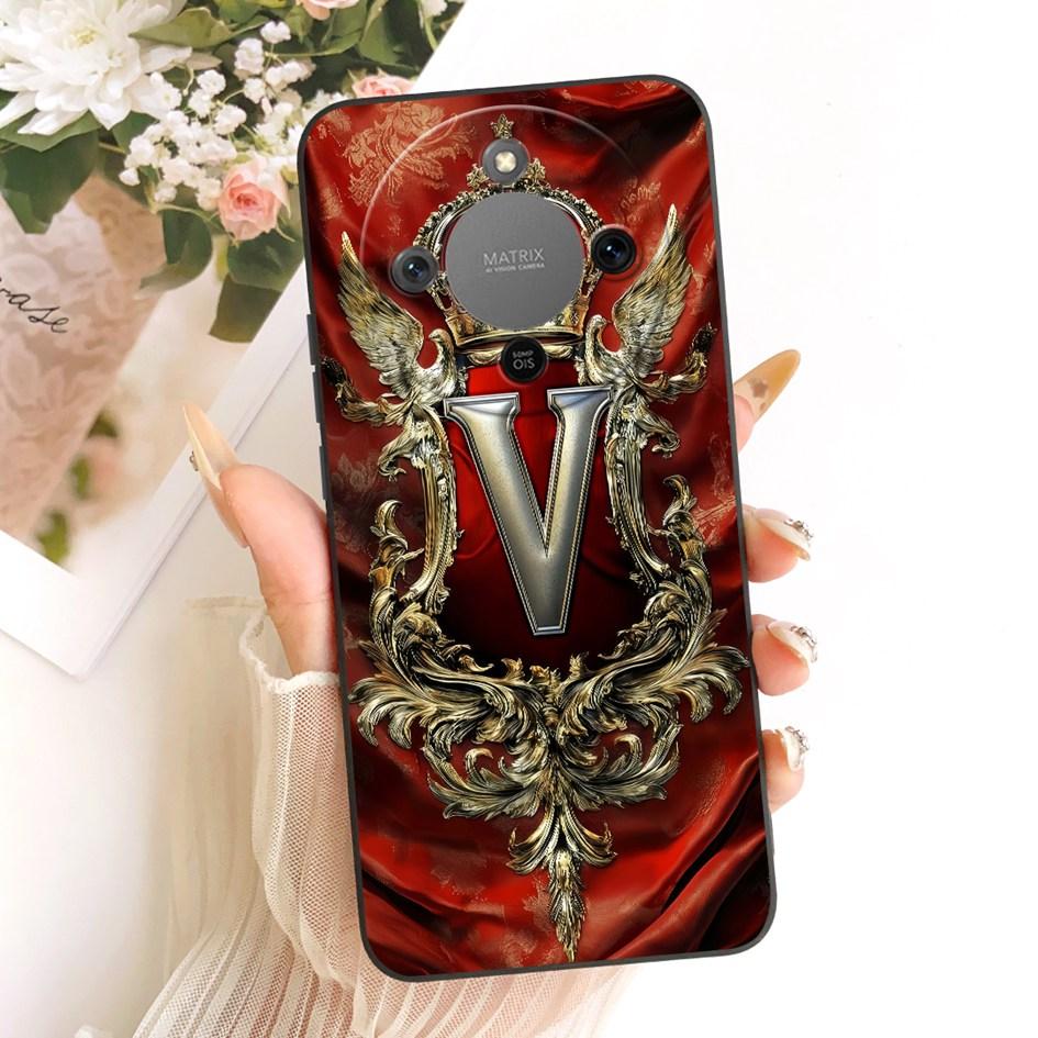 For Honor X9d Case MTN-NX1 Shockproof Cover Luxury Initial Letters Crown Soft Silicone Back Shell For HonorX9D Magic 8 Lite Capa