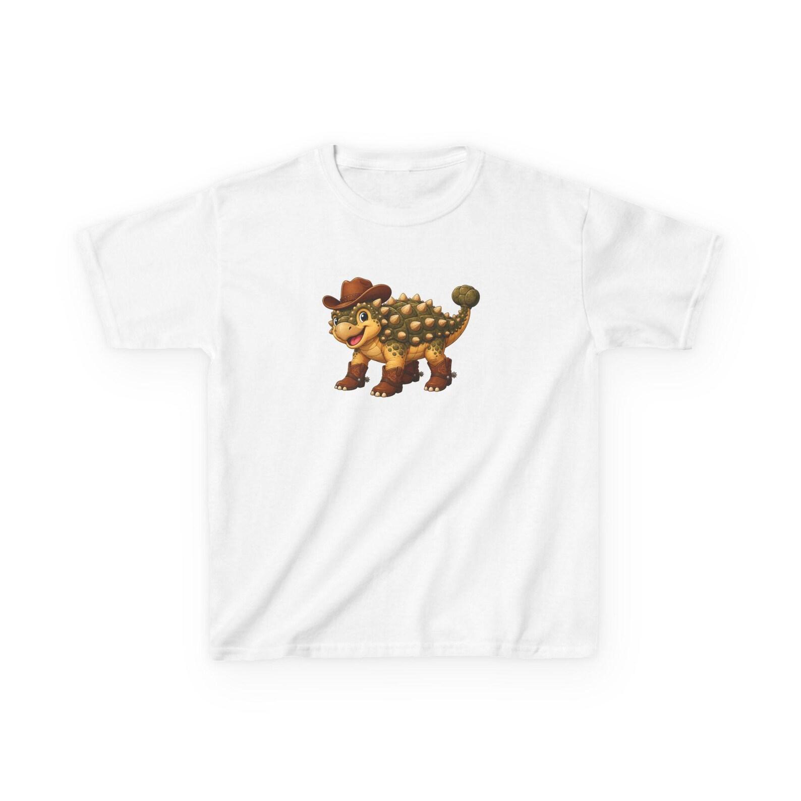 Cowboy Ankylosaurus Kids Tee | Dinosaur Rancher Graphic 130