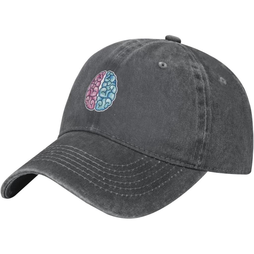 Brain Hemispheres Graphic Washed Baseball Cap Unisex Cotton Adjustable Low Profile Dad Hat